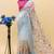 Blue organza embroidered zari woven heavy look ethnic saree with blouse