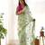 Green organza embroidered zari woven heavy look ethnic saree with blouse