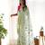 Green organza embroidered zari woven heavy look ethnic saree with blouse