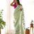 Green organza embroidered zari woven heavy look ethnic saree with blouse