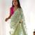 Green organza embroidered zari woven heavy look ethnic saree with blouse