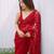 Red net embroidered sequins work heavy look ethnic saree with blouse
