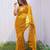 Yellow net embroidered sequins work heavy look ethnic saree with blouse