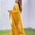 Yellow net embroidered sequins work heavy look ethnic saree with blouse