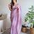 Lavender organza embroidered sequins work heavy look ethnic saree with blouse