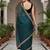 Teal net embroidered sequins work heavy look ethnic saree with blouse
