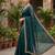 Teal net embroidered sequins work heavy look ethnic saree with blouse