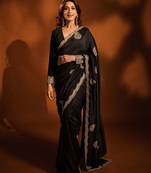 Multicolor silk embroidered sequins work heavy look ethnic saree with blouse