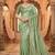 Green satin embroidered sequins work heavy look ethnic saree with blouse