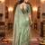 Green satin embroidered sequins work heavy look ethnic saree with blouse