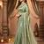 Green satin embroidered sequins work heavy look ethnic saree with blouse