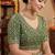 Green satin embroidered sequins work heavy look ethnic saree with blouse