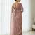 Peach satin embroidered sequins work heavy look ethnic saree with blouse