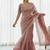 Peach satin embroidered sequins work heavy look ethnic saree with blouse