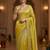 Yellow satin embroidered sequins work heavy look ethnic saree with blouse