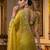Yellow satin embroidered sequins work heavy look ethnic saree with blouse