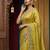 Yellow satin embroidered sequins work heavy look ethnic saree with blouse