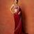 Red satin embroidered sequins work heavy look ethnic saree with blouse