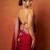 Red satin embroidered sequins work heavy look ethnic saree with blouse
