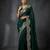 Green satin embroidered sequins work heavy look ethnic saree with blouse