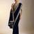 Blue velvet embroidered sequins work heavy look ethnic saree with blouse