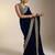 Blue velvet embroidered sequins work heavy look ethnic saree with blouse