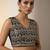 Blue velvet embroidered sequins work heavy look ethnic saree with blouse