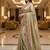 Golden manipuri silk embroidered thread work heavy look ethnic saree with blouse