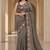 Grey manipuri silk embroidered thread work heavy look ethnic saree with blouse
