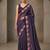 Purple manipuri silk embroidered thread work heavy look ethnic saree with blouse