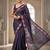 Purple manipuri silk embroidered thread work heavy look ethnic saree with blouse