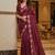 Red manipuri silk embroidered thread work heavy look ethnic saree with blouse