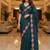 Teal manipuri silk embroidered thread work heavy look ethnic saree with blouse