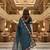 Teal manipuri silk embroidered thread work heavy look ethnic saree with blouse
