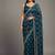 Blue chiffon embroidered zari work heavy look ethnic saree with blouse
