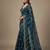 Blue chiffon embroidered zari work heavy look ethnic saree with blouse