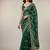 Green chiffon embroidered zari work heavy look ethnic saree with blouse