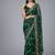 Green chiffon embroidered zari work heavy look ethnic saree with blouse