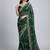 Green chiffon embroidered zari work heavy look ethnic saree with blouse
