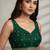 Green chiffon embroidered zari work heavy look ethnic saree with blouse