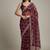 Maroon chiffon embroidered zari work heavy look ethnic saree with blouse