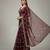 Maroon chiffon embroidered zari work heavy look ethnic saree with blouse