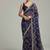 Purple chiffon embroidered zari work heavy look ethnic saree with blouse