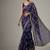 Purple chiffon embroidered zari work heavy look ethnic saree with blouse