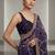 Purple chiffon embroidered zari work heavy look ethnic saree with blouse