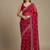Red chiffon embroidered zari work heavy look ethnic saree with blouse