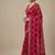Red chiffon embroidered zari work heavy look ethnic saree with blouse