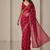 Red chiffon embroidered zari work heavy look ethnic saree with blouse