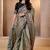 Cream silk embroidered sequins work heavy look ethnic saree with blouse