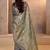 Cream silk embroidered sequins work heavy look ethnic saree with blouse